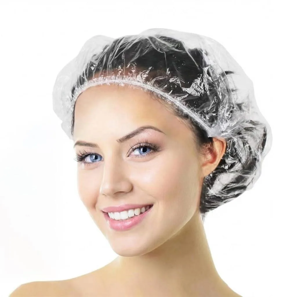  Aquior 50-Count Disposable Bath Caps 16" Clear Elastic 20.5" Stretch — product photo