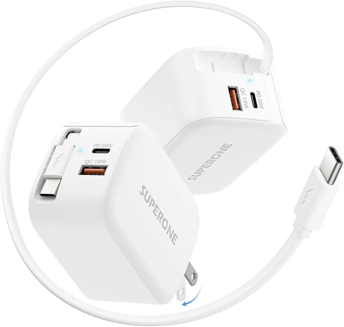 ONITOON ONITOON 3-in-1 Retractable USB-C Wall Charger 58W 35.4in Cable — product photo