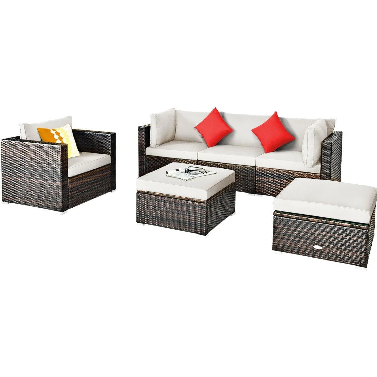 SlickBlue SlickBlue 6‑Piece Rattan Patio Furniture Set White — product photo