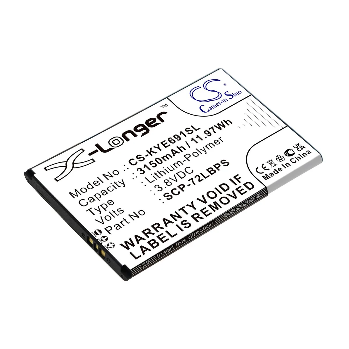 Cameron &amp; Co Cameron &amp; Co DS-CS-KYE691SL cell phone battery 3.15 Ah — product photo