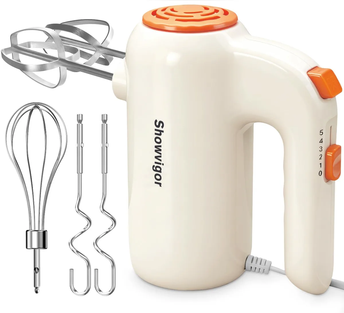 Showvigor Hand Mixer 5-Speed Orange 300W 110V 5.0pcs — product photo