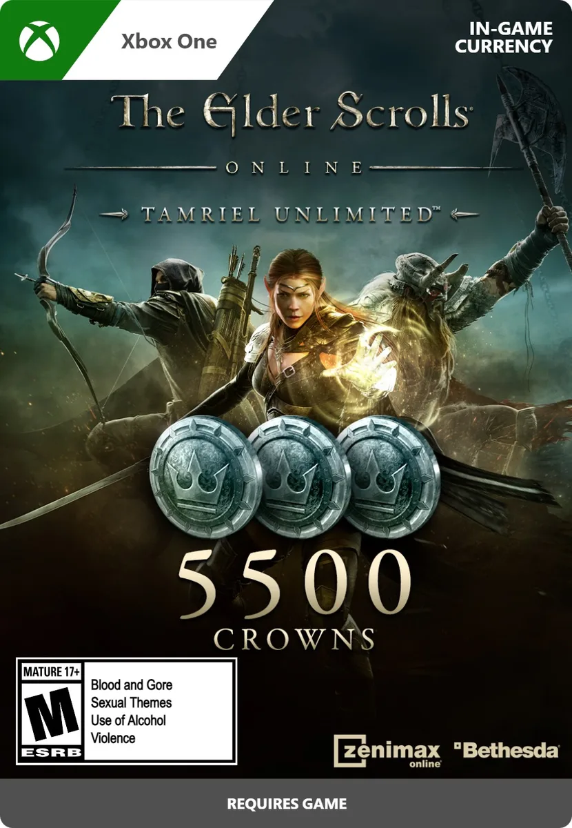 Bethesda Softworks Bethesda Softworks 7LM-00056 The Elder Scrolls Online Tamriel Unlimited Edition 5500 Crowns downloadable game — product photo