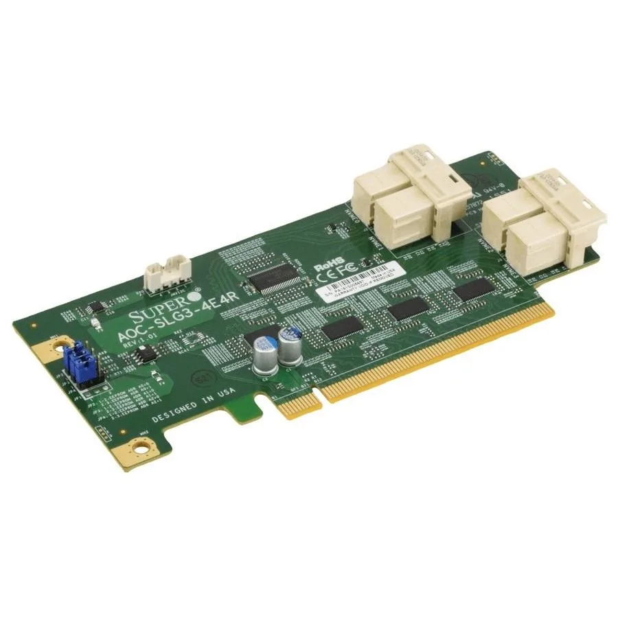 Supermicro Supermicro AOC-SLG3-4E4R-O RAID controller 12.8 Gb/s quad-port NVMe PCIe 3.0 x16 low-profile — product photo