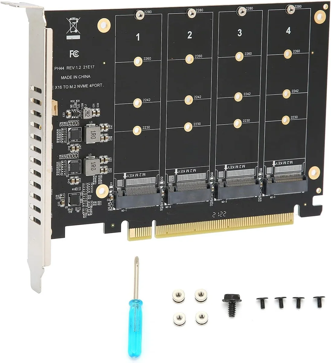 Corn Electronics Corn Electronics PH44 4-Port M.2 NVMe PCIe x16 Adapter — product photo