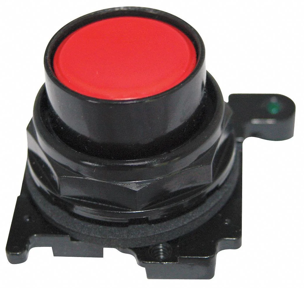 Eaton E34PB2 30 mm red flush push button operator with metal bezel