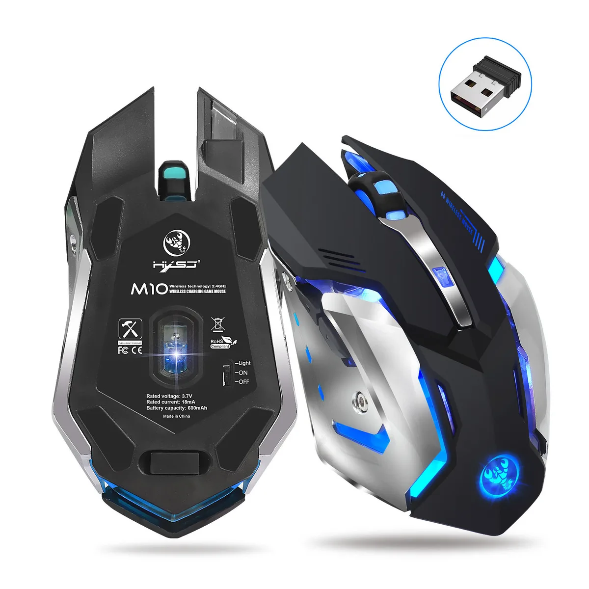 ESTONE ESTONE M10 Gaming Mouse Wireless 2400 DPI 6 Button Black — product photo