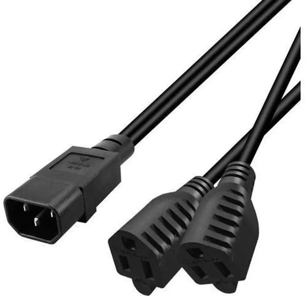 SMUGDESK SMUGDESK 1FT C14 Male to Dual NEMA 515R Female Y-Splitter Power Cable — product photo
