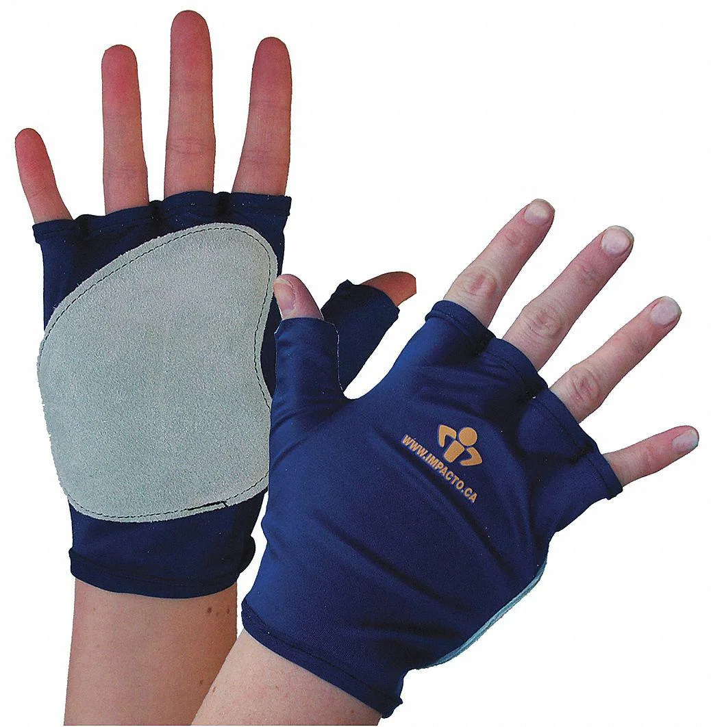 Impacto fingerless gloves size L blue green nylon suede leather pair
