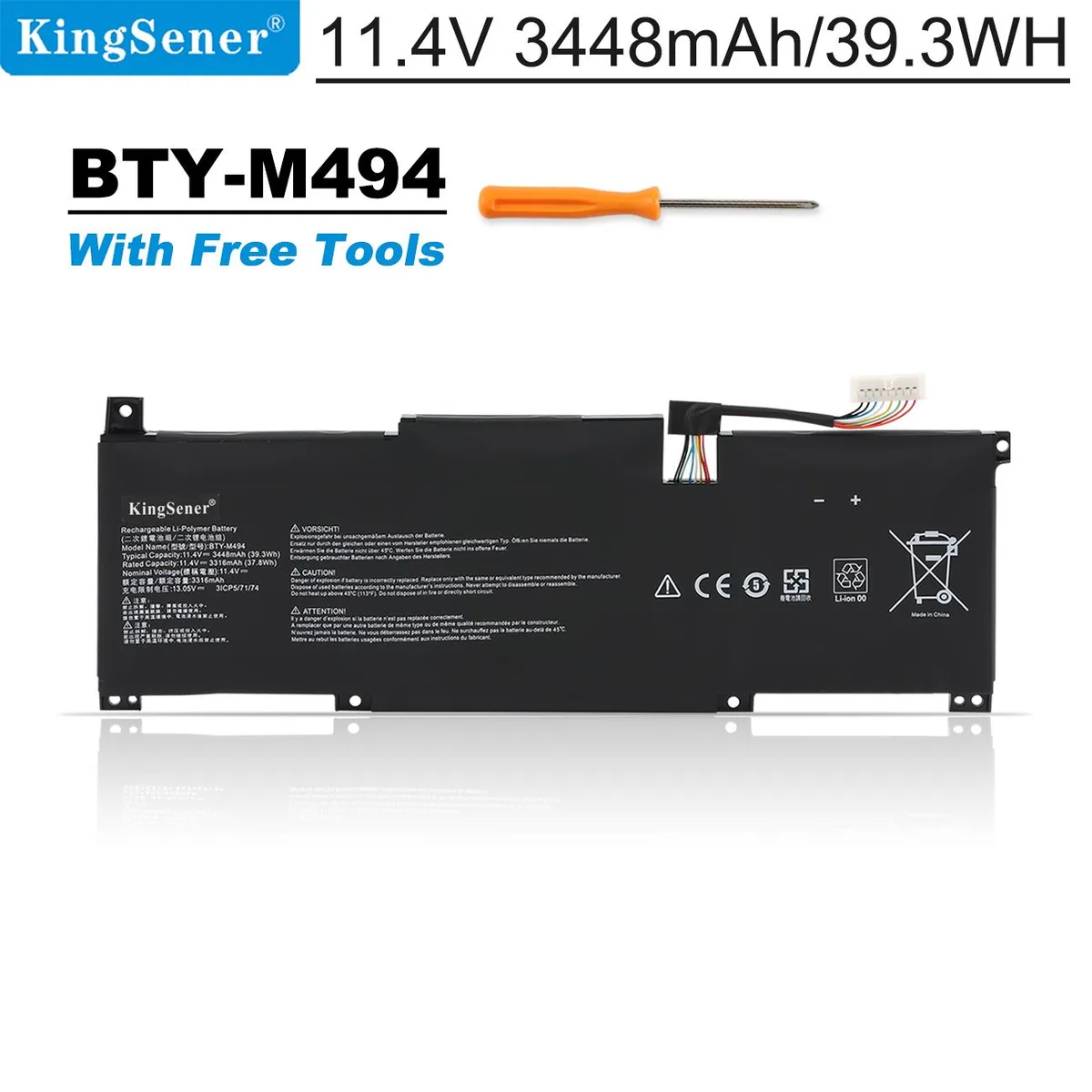 KingSener KingSener BTY-M494 3ICP5/71/74 Laptop Battery 39.3WH — product photo