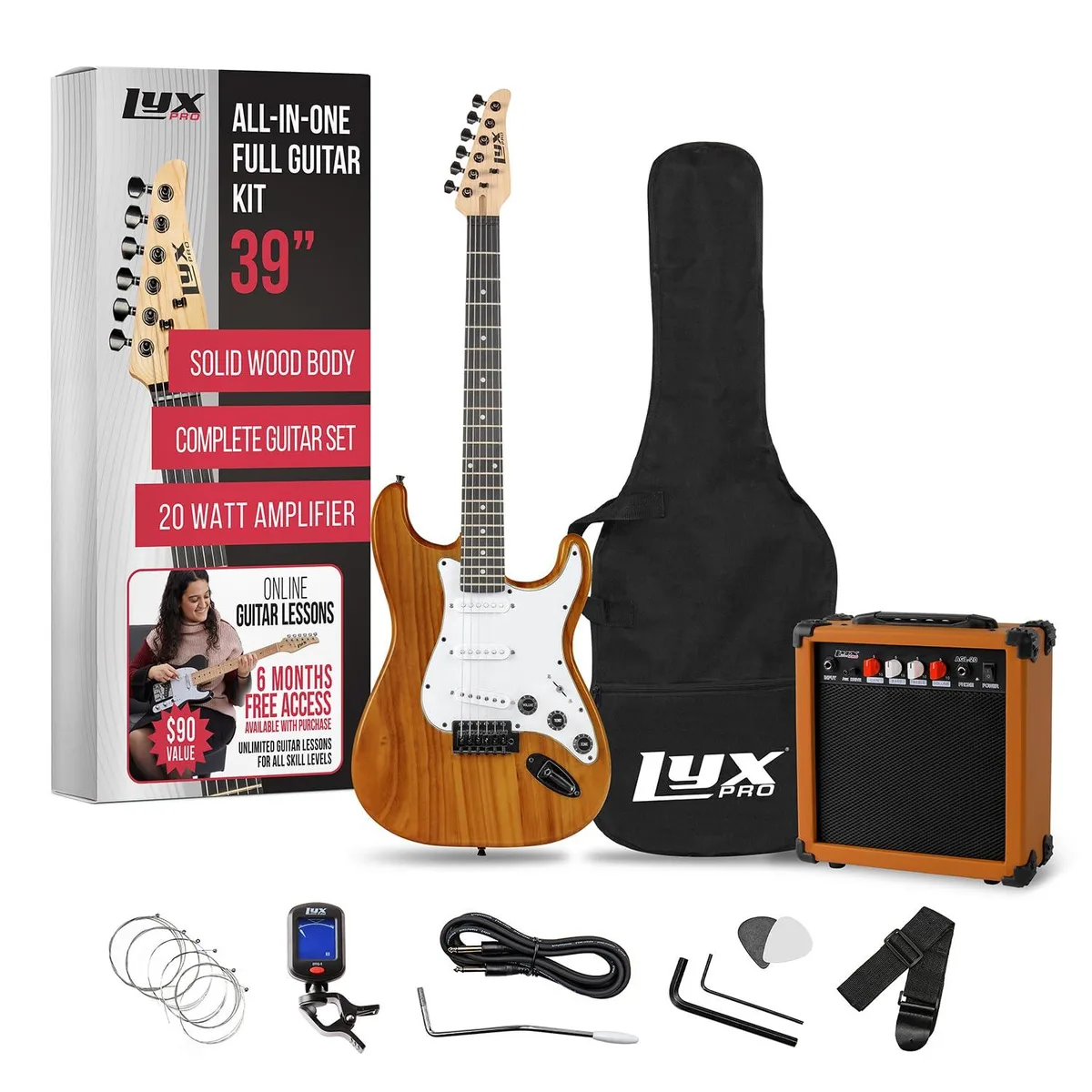LyxPro LyxPro 39 inch Electric Guitar Kit with 20w Amplifier mahogany — product photo