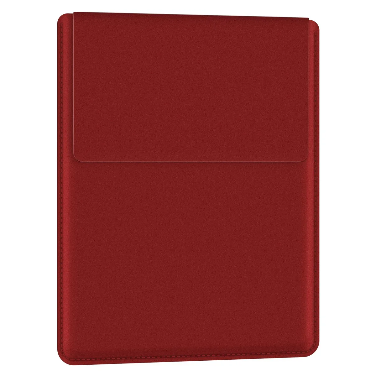 Wine red faux leather laptop sleeve, slim soft case for 13 to 14 inch devices
