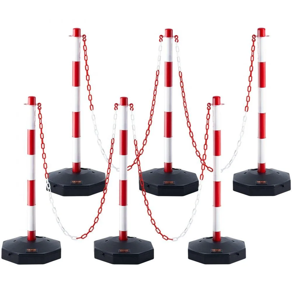 VEVOR VEVOR Traffic Delineator Post Cones 6 Pack 6.6FT Chain Red White — product photo