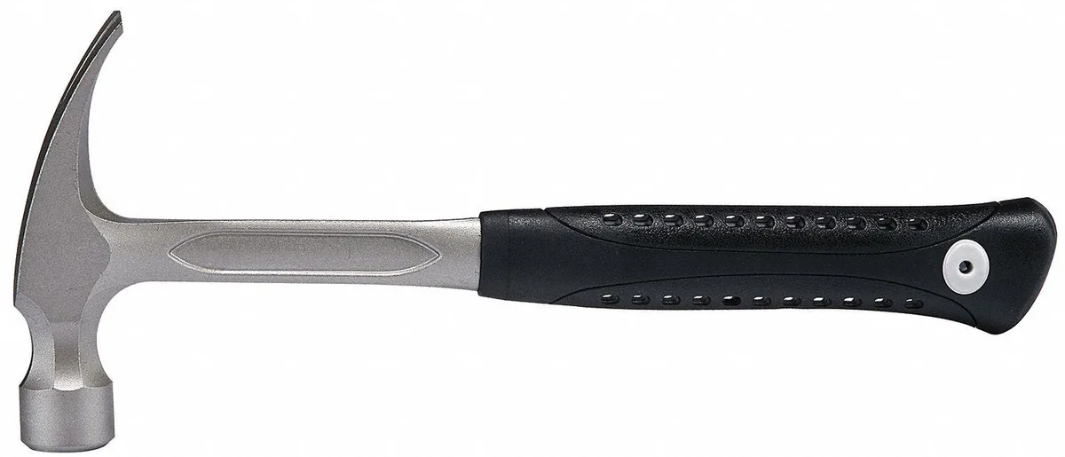 Westward 6DWG9 rip-claw hammer, steel head with milled face, rubber-grip steel handle, 16 in overall length