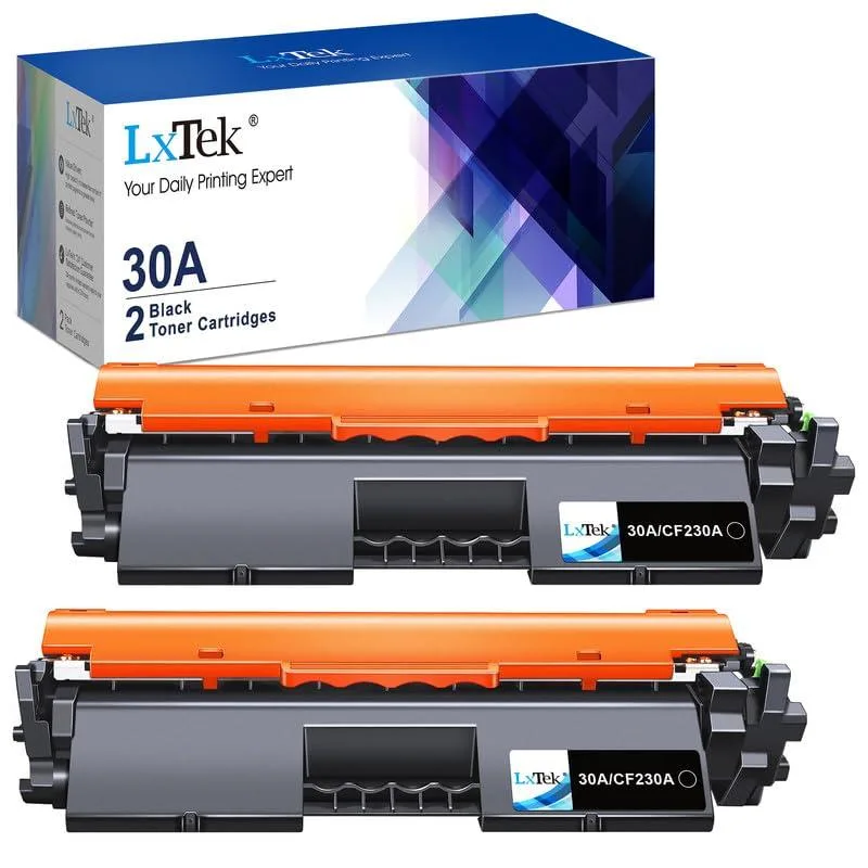 Two black rectangular toner cartridges side by side