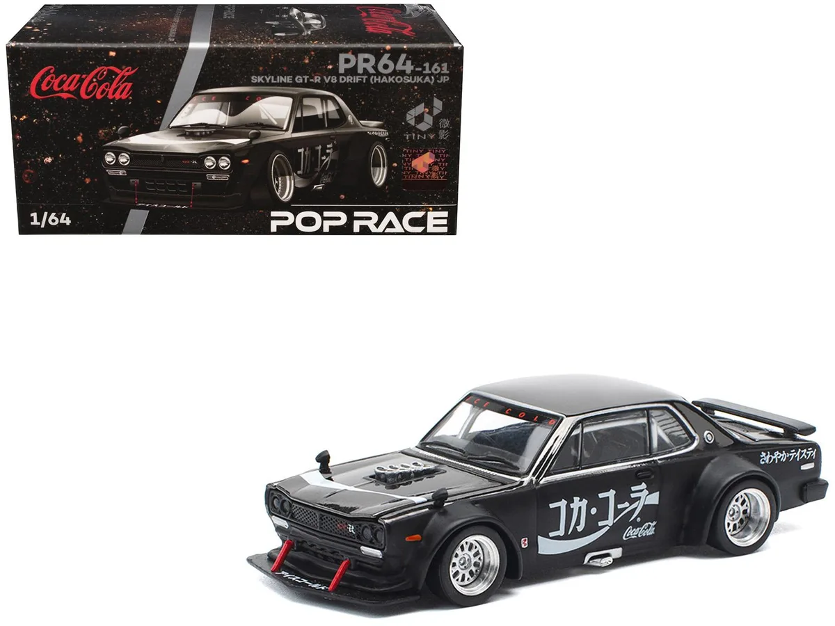 Pop Race Pop Race Skyline GT-R V8 Drift Hakosuka RHD Coca-Cola Black 1/64 Diecast Hobby Collectible — product photo