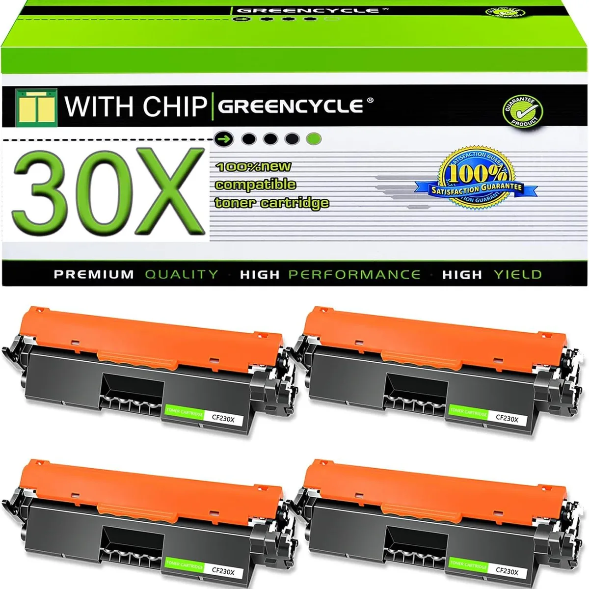 GREENCYCLE GREENCYCLE CF230X Compatible Toner Cartridge 4 Pack Black — product photo