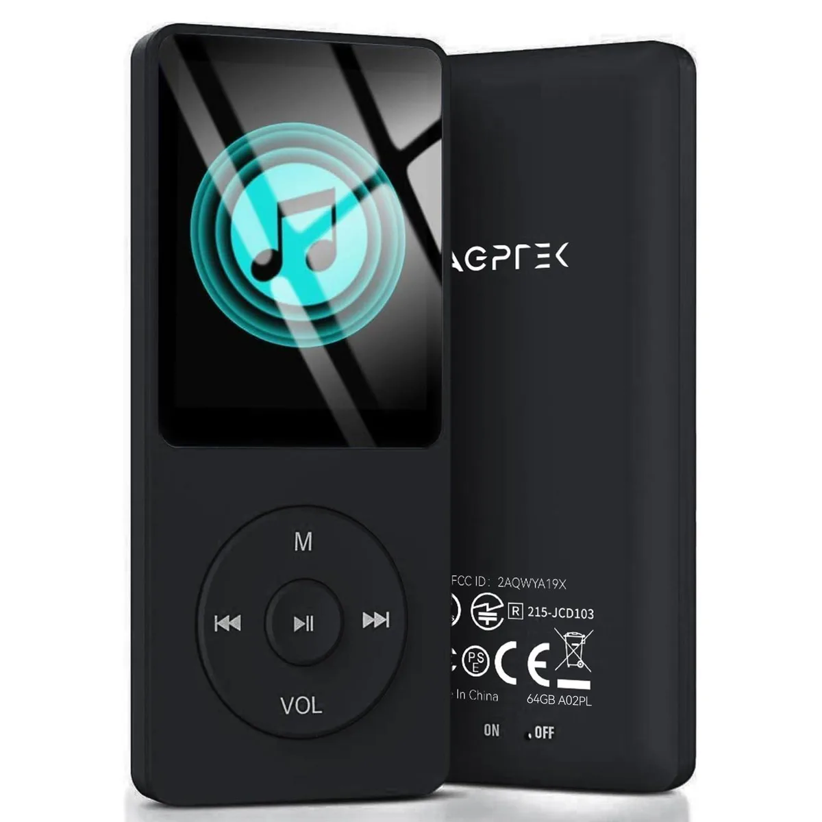 AGPTEK A02PL 64GB MP3 Player 70 Hours Black — product photo