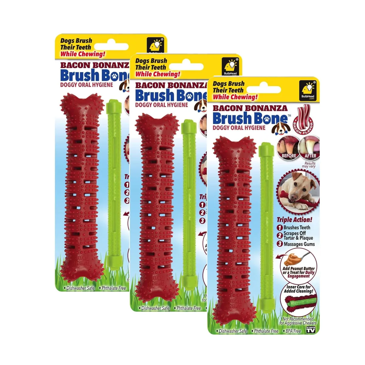 As Seen On TV As Seen On TV 15614 BrushBone Dog Toothbrush Toy 3 Pack — product photo