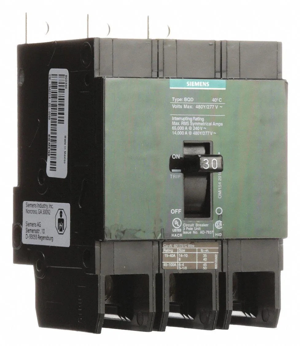 SIEMENS SIEMENS BQD330 30 A 3-Pole 480 V AC Bolt-On Circuit Breaker — product photo