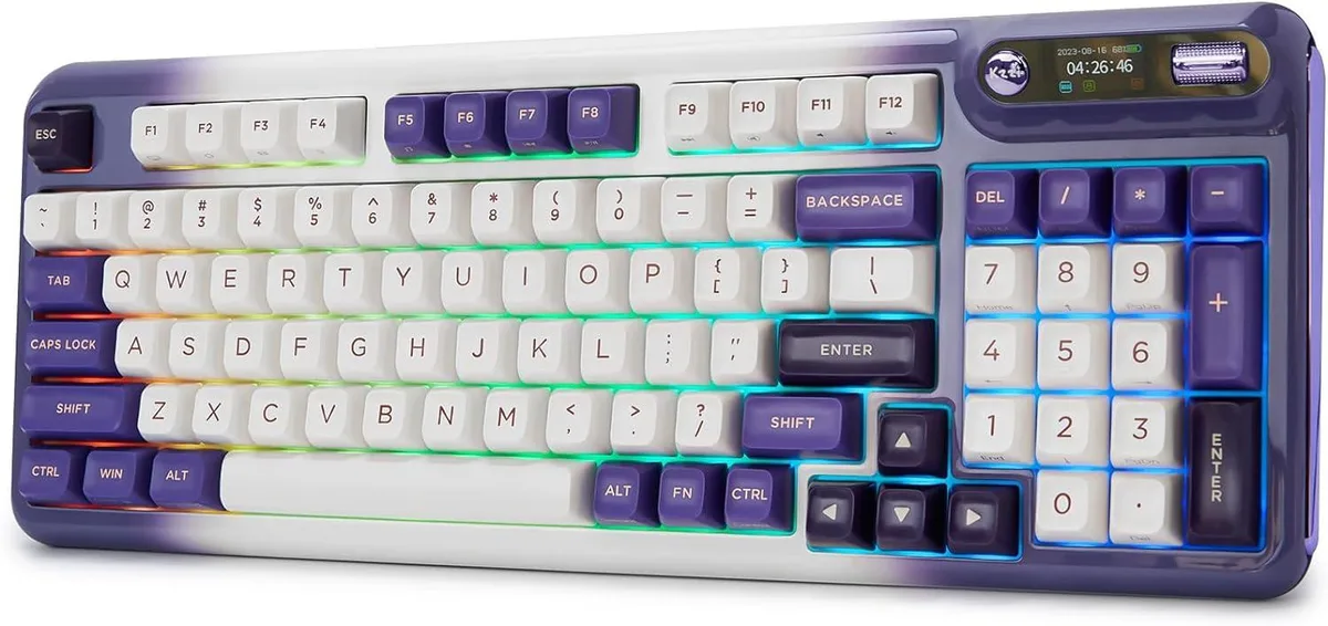 BFKK BFKK Z98 94-Key Hot-Swap Gasket Wireless Gaming Keyboard with Knob OLED Display Linear Switch Light Purple — product photo