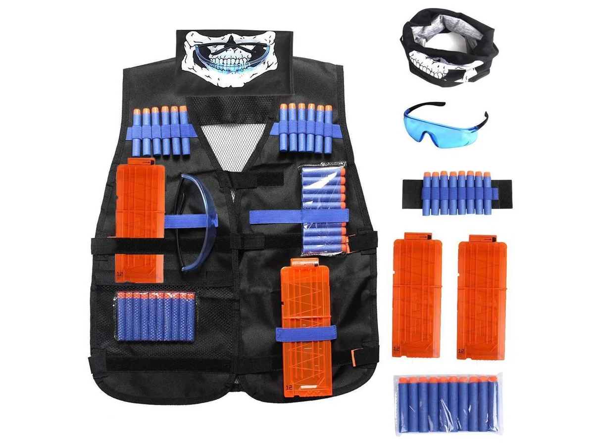 BONAEVER BONAEVER Kids Tactical Vest Kit 40 Darts 10 Clip Nerf Elite — product photo