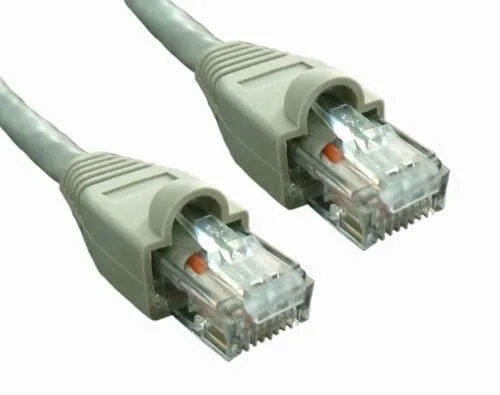 Grey Cat5e patch cable with moulded RJ45 plugs, 7 ft