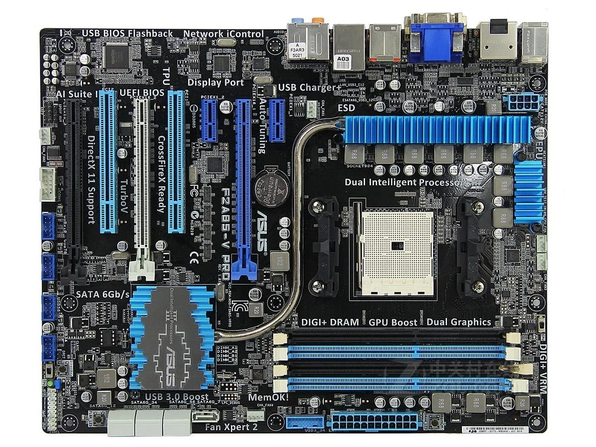ASUS ASUS F2A85-V PRO AMD A85X Socket FM2 DDR3 64GB ATX Motherboard — product photo