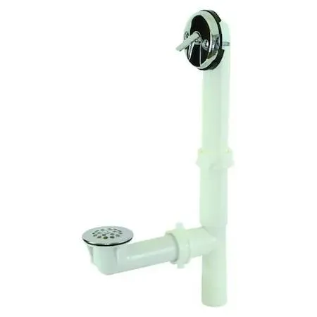 Silver round shower drain with trip lever and strainer