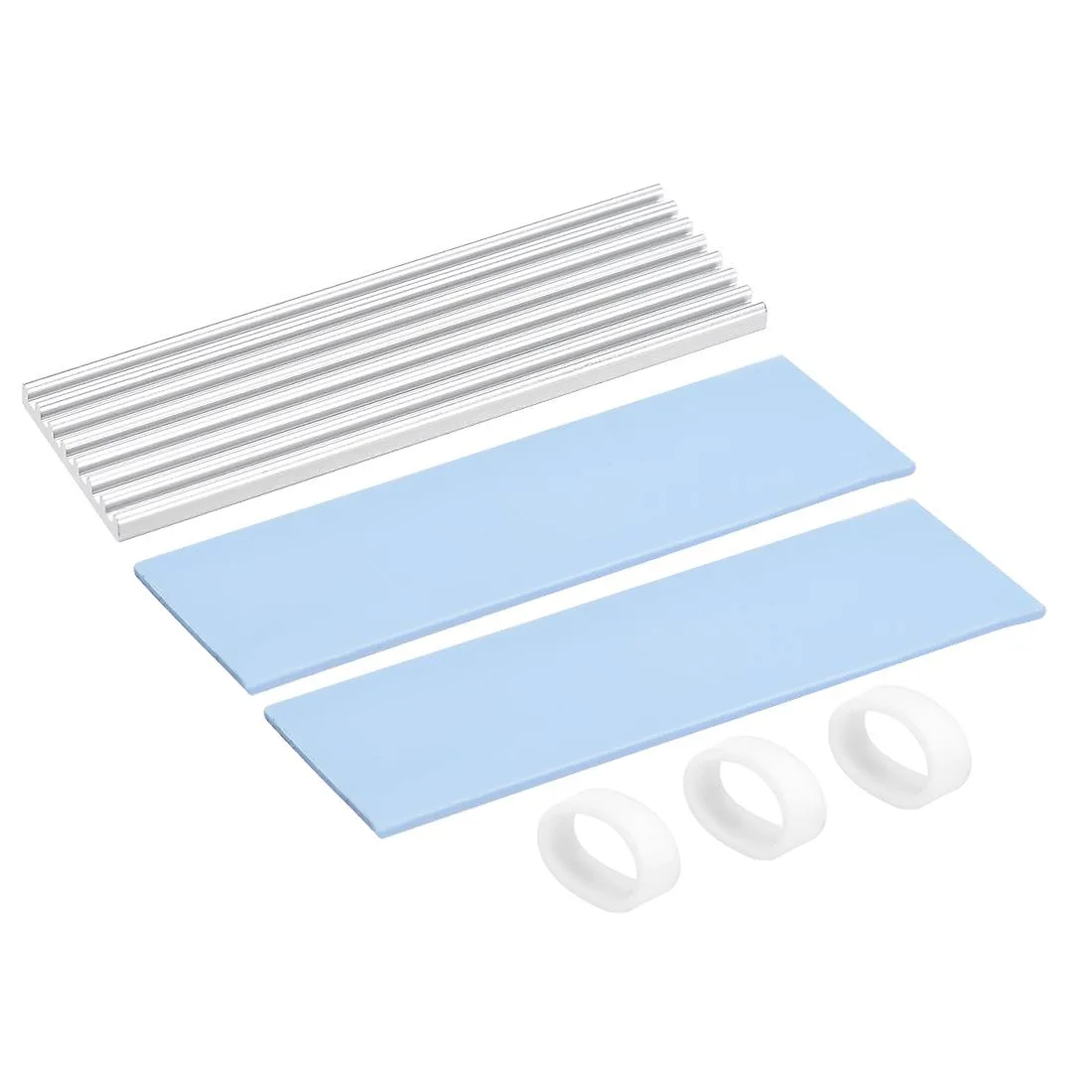 Unique-Bargains Unique-Bargains M.2 Aluminum Heatsink 70x22x3mm Silver Tone with Two Silicone Thermal Pads for 2280 SSD — product photo
