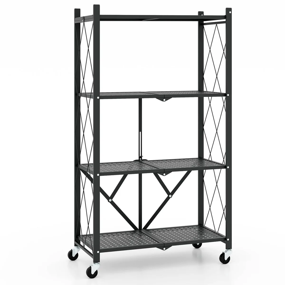 SlickBlue SlickBlue 4-Tier Foldable Storage Shelf Black 28" x 13.5" x 49.5" 135 lbs — product photo
