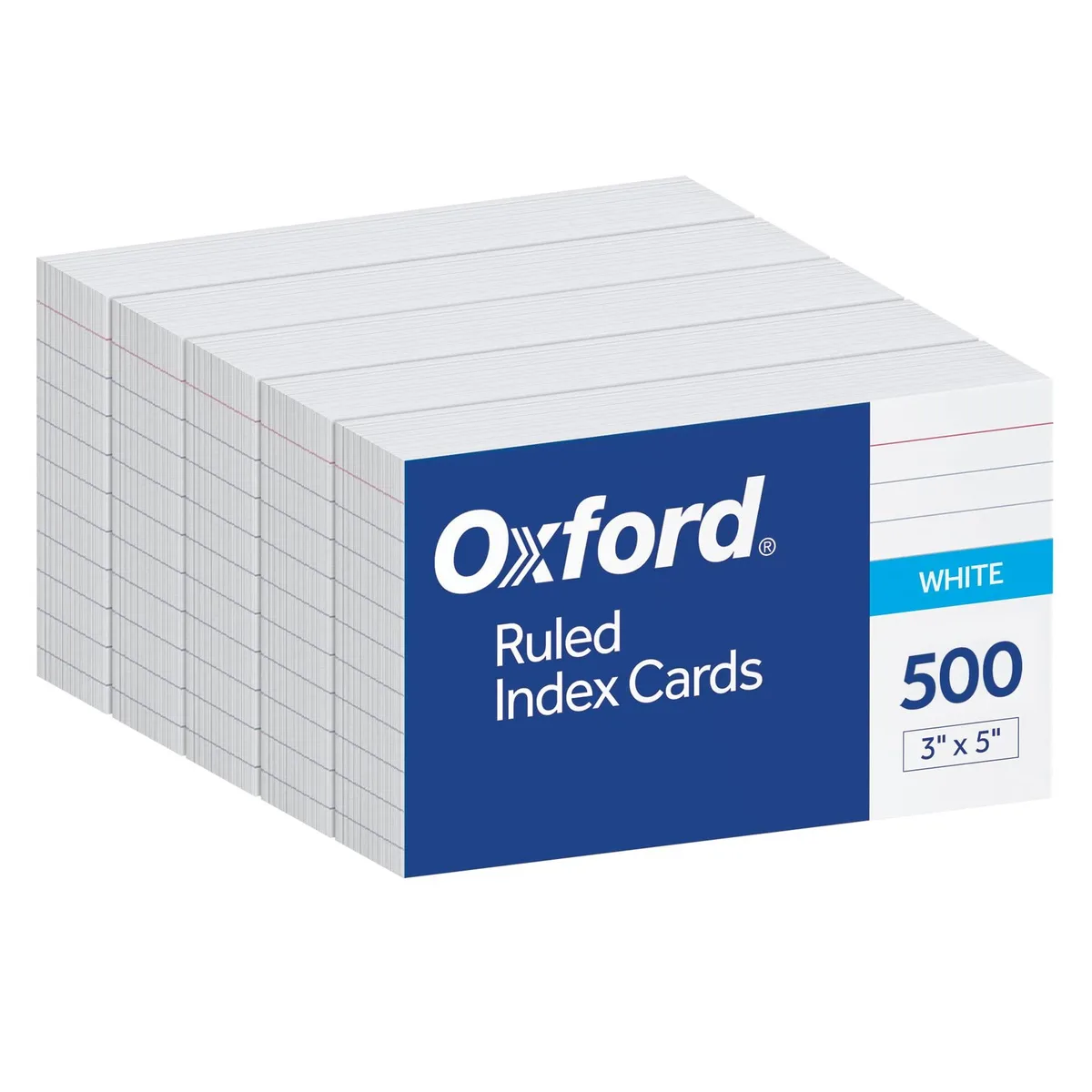  Oxford 40176 Index Cards 3x5in White Lined/Blank 500ct 5pk — product photo