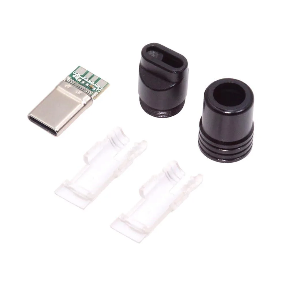 LORDWORLD LORDWORLD USB 3.1 Type-C Male Solder Connector Kit Black Aluminum Shell 4.0-6.0mm — product photo