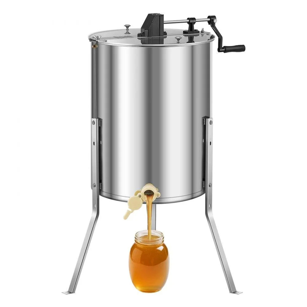 VEVOR VEVOR Honey Extractor 4/8 Frame Manual Stainless Steel Transparent Lid Adjustable Stand — product photo