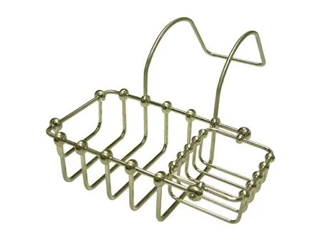 Satin nickel swivel soap and sponge holder with small side basket