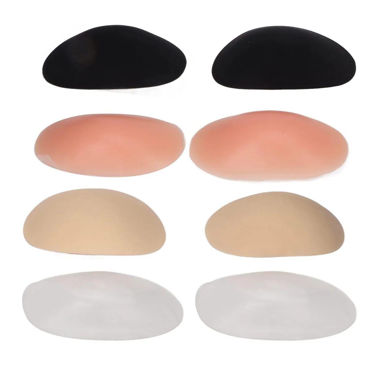 Four pairs of soft silicone shoulder pads with perforated design, shown in assorted colours