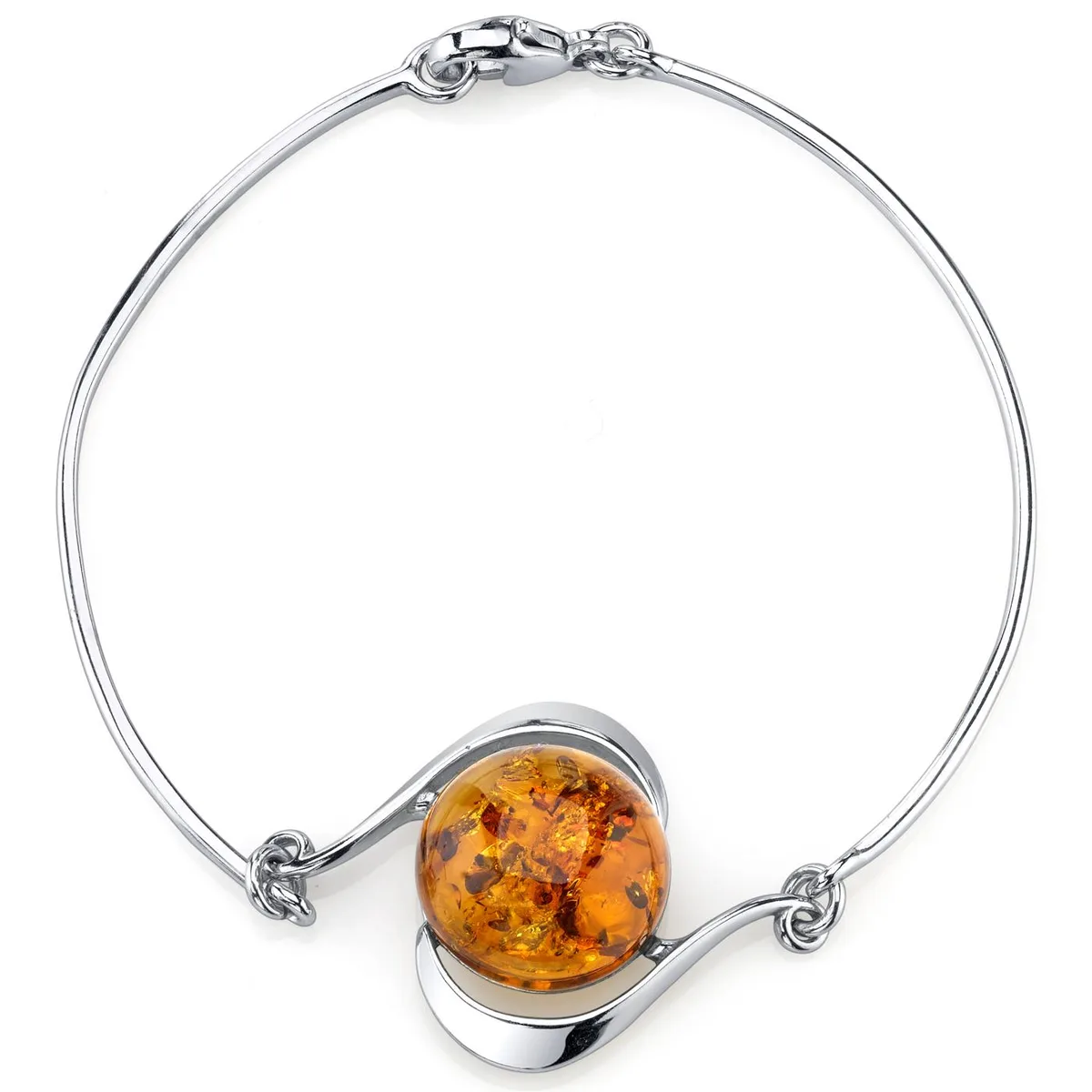 Oravo Oravo Baltic Amber Solitaire Bangle Bracelet Sterling Silver Cognac 7.5 inch — product photo