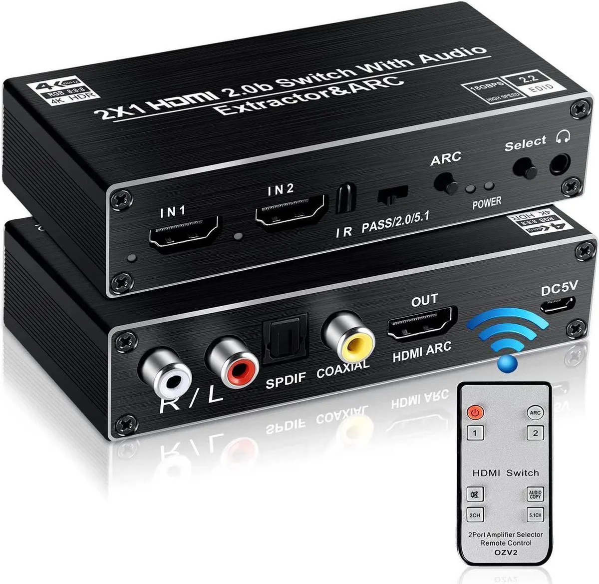 Vszerda Vszerda HDMI Switch Audio Extractor 2×1 4K@60Hz ARC — product photo