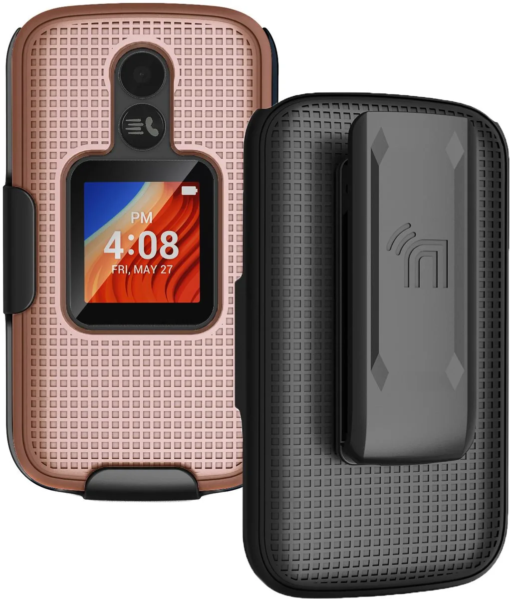 Nakedcellphone Nakedcellphone Rose Gold Case &amp; Belt Clip for Alcatel TCL Flip 2 (T408DL) — product photo