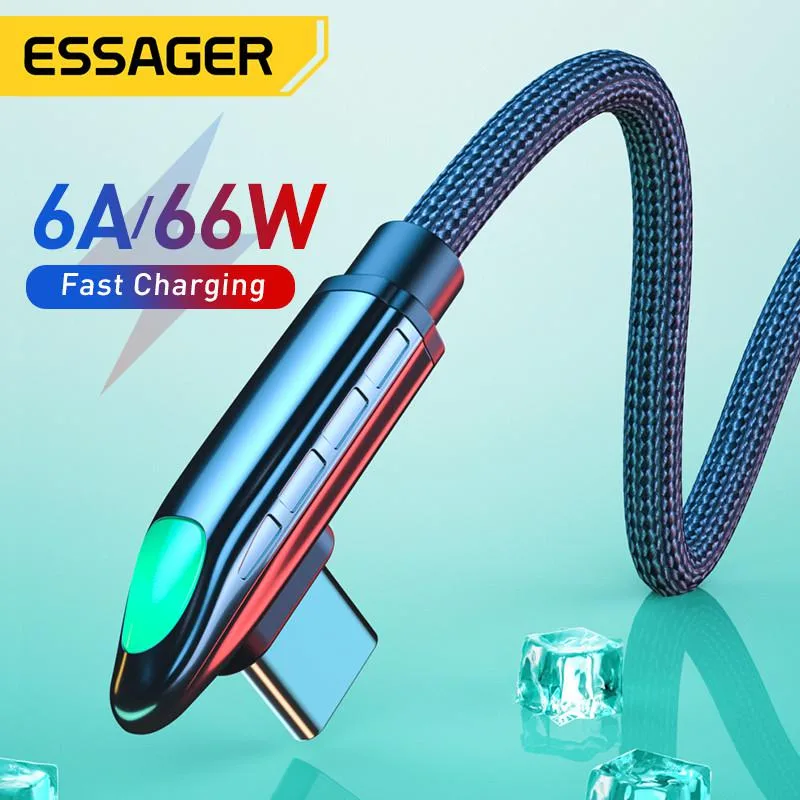 ESTONE ESTONE Essager FXL66W USB-C Cable 66W 6A 480Mbps L-Shape 3.3ft 2-Pack — product photo