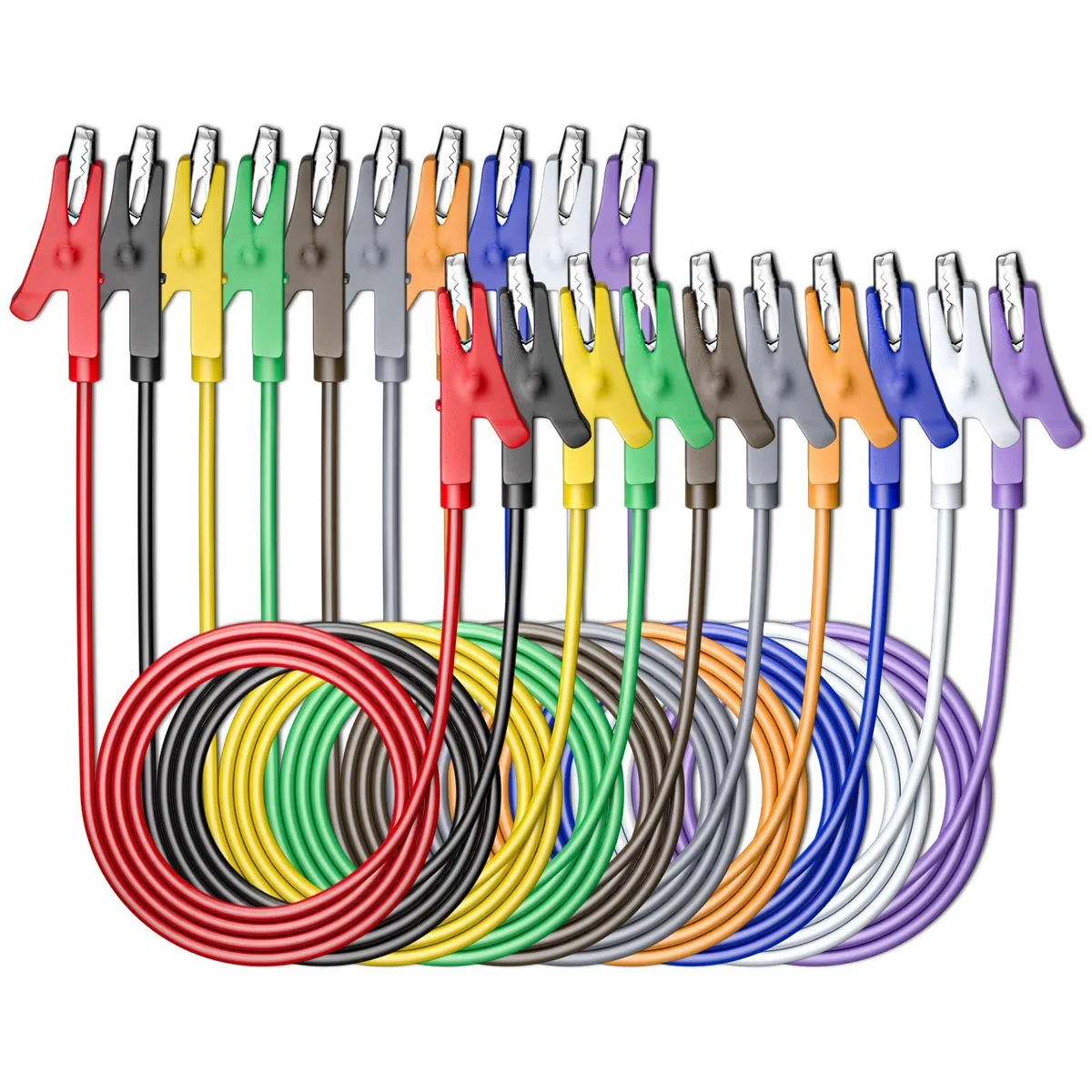 KEHIPI KEHIPI 10PCS Alligator Clips Test Leads 3.3ft 10 Colors — product photo