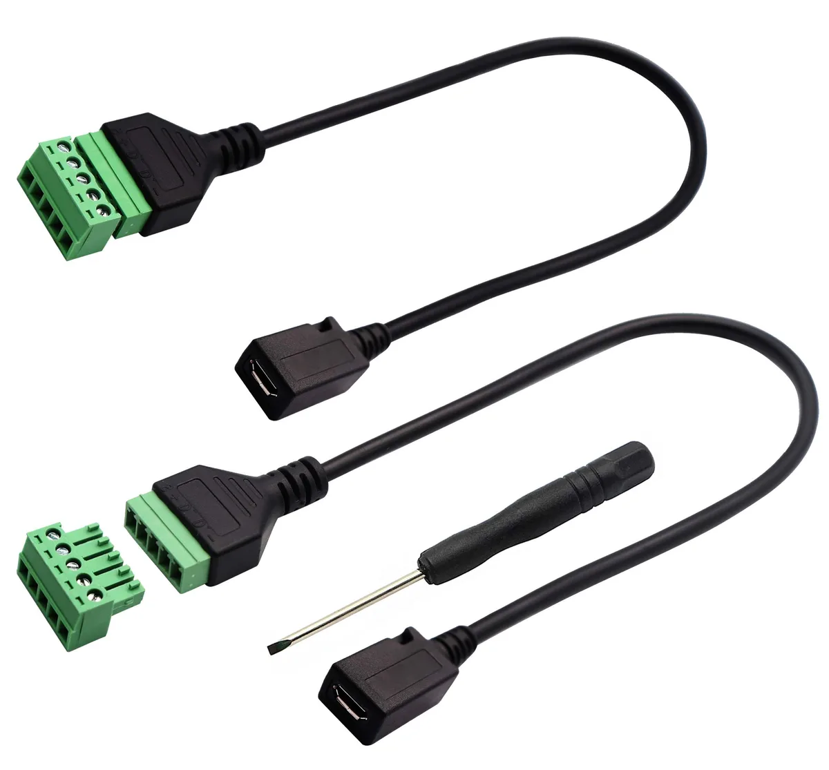Vszerda Vszerda Micro USB 2.0 Female to 5-Pin Screw Terminal Cable 30cm 2-Pack — product photo