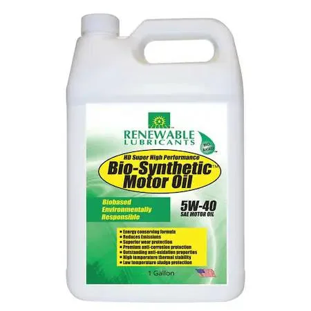 Yellow 1-gallon plastic jug of 5W-40 bio-synthetic engine oil