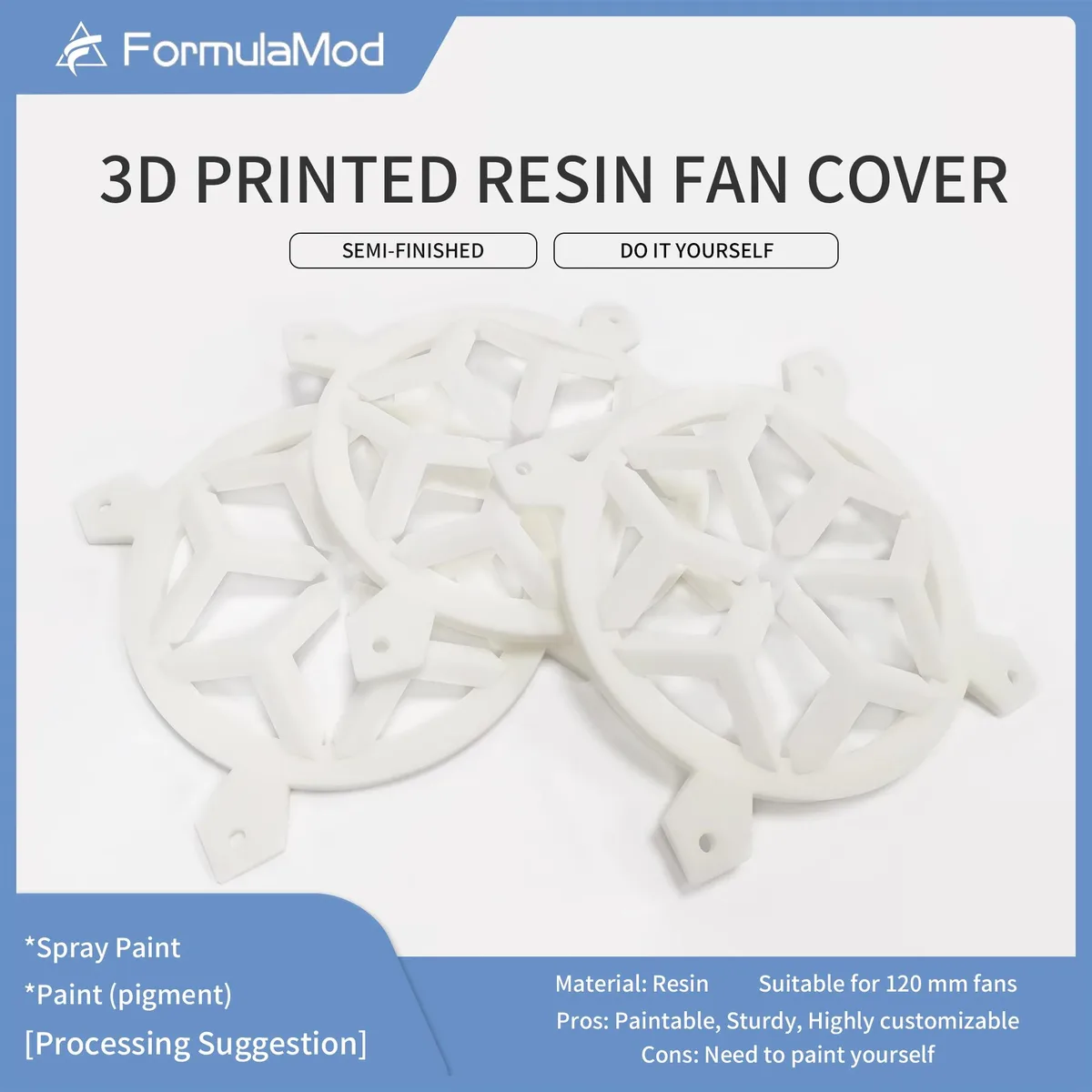 FormulaMod FormulaMod 3D Printed Fan Cover 120mm 3 pcs — product photo