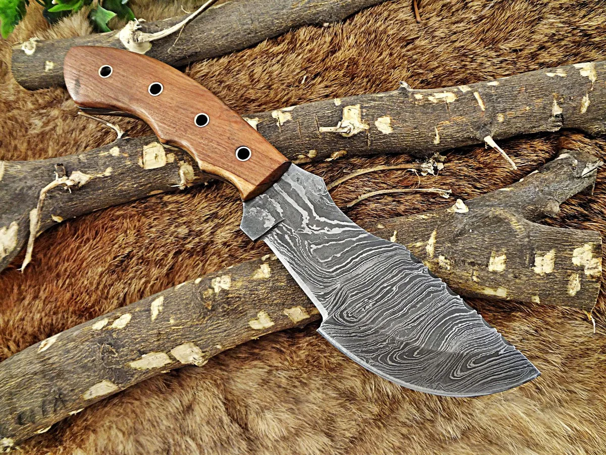 Damascus Depot Damascus Depot Tracker Knife 10" Twist Damascus Brown — product photo