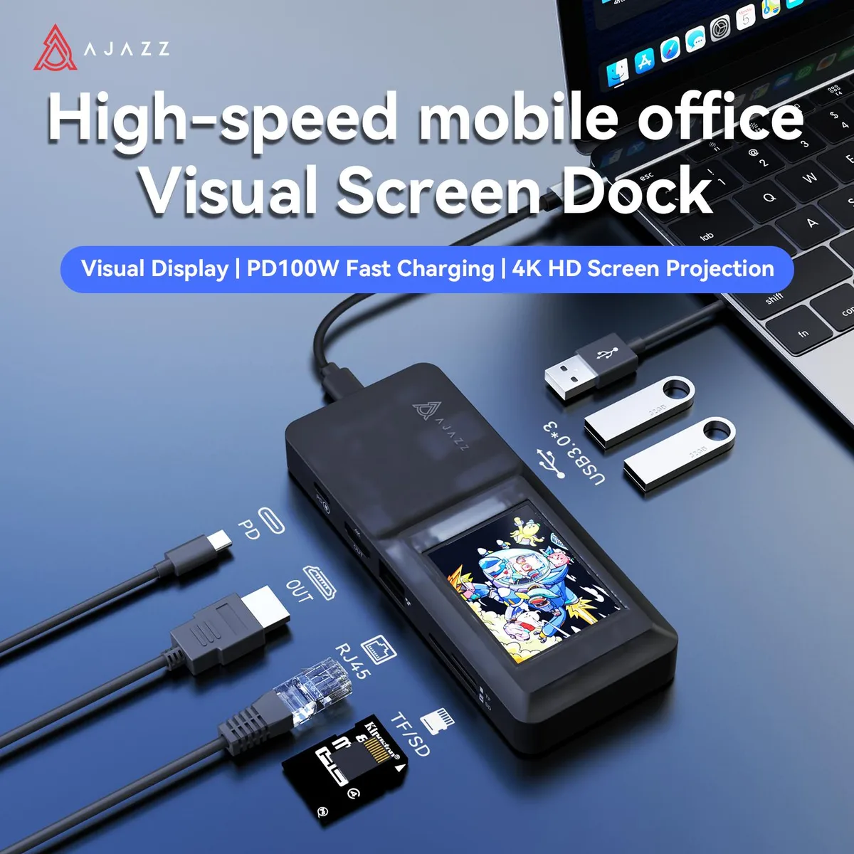 Ajazz Ajazz AKP01E 8-in-1 Docking Station Black — product photo