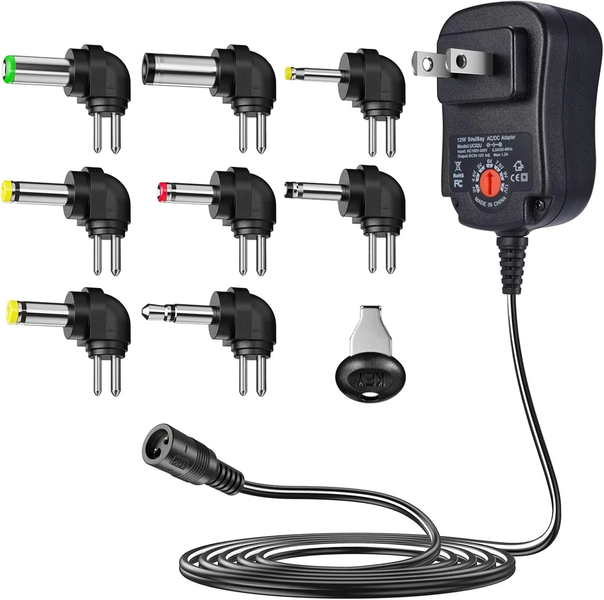 BASEUS BASEUS 12W Universal AC Adapter 3V-12V 8 Tips — product photo