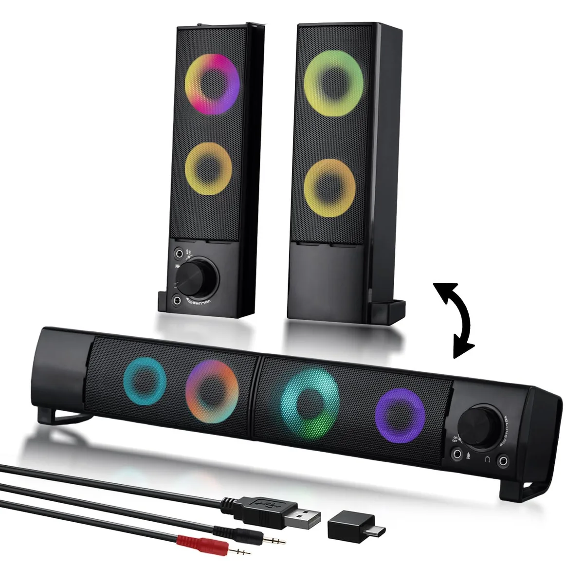 GSJADYH D2 2.0 Wired Speaker RGB 6W Black — product photo