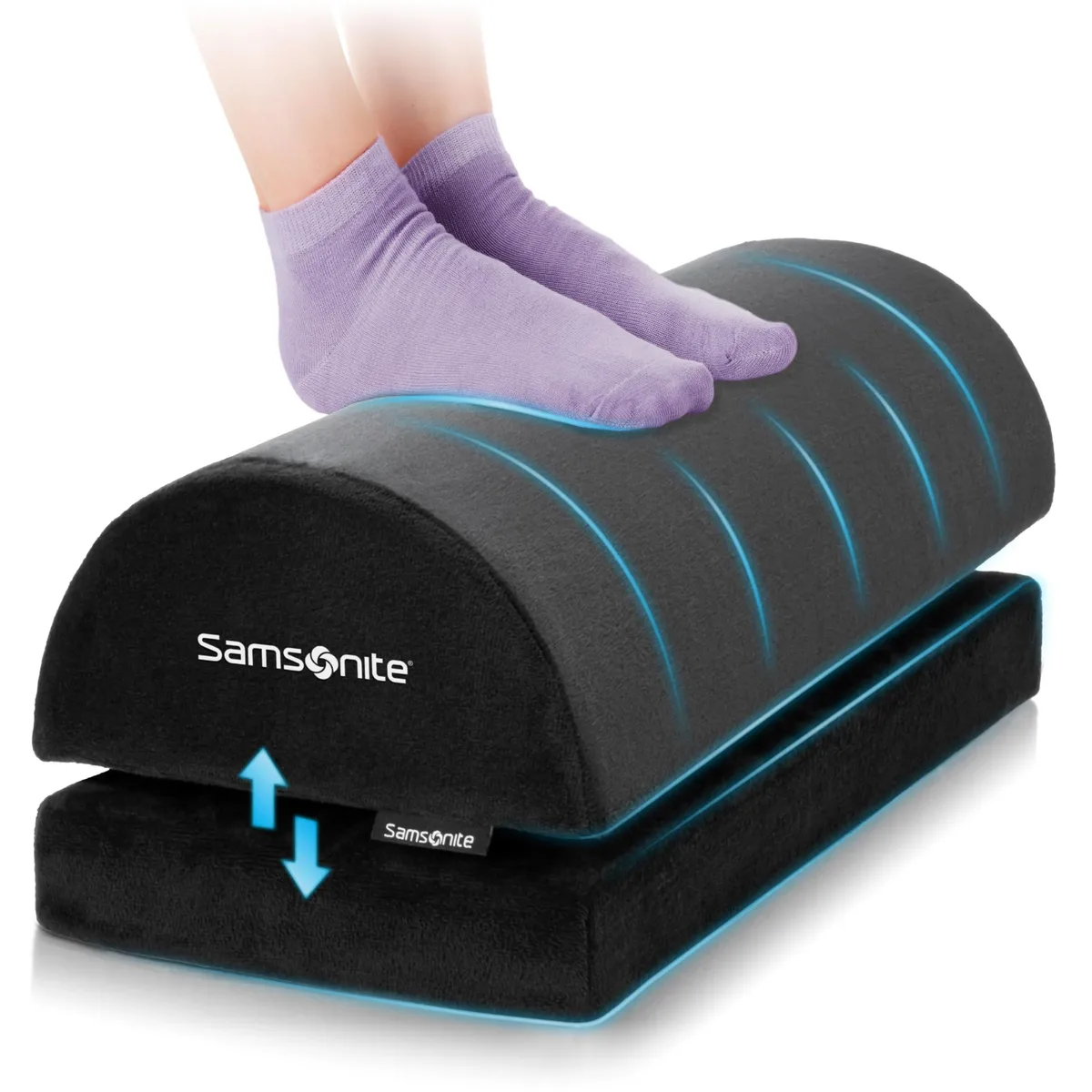 Rectangular memory-foam foot rest with detachable base and washable cover