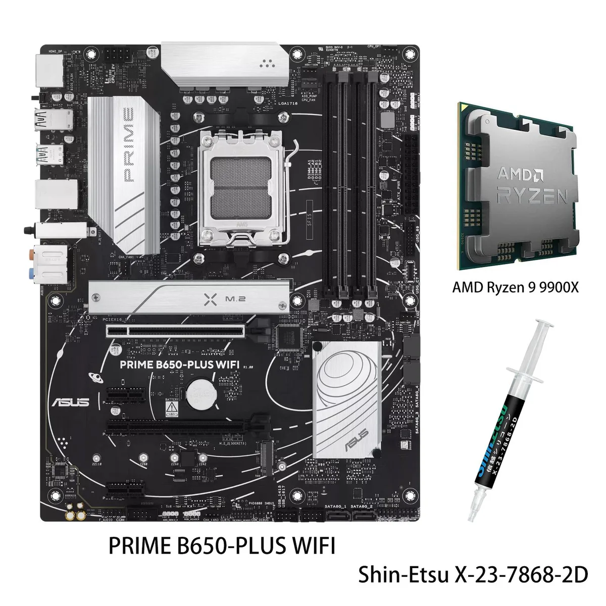 ASUS ASUS PRIME B650-PLUS WIFI AMD motherboard &amp; Ryzen 9 9900X CPU combo — product photo