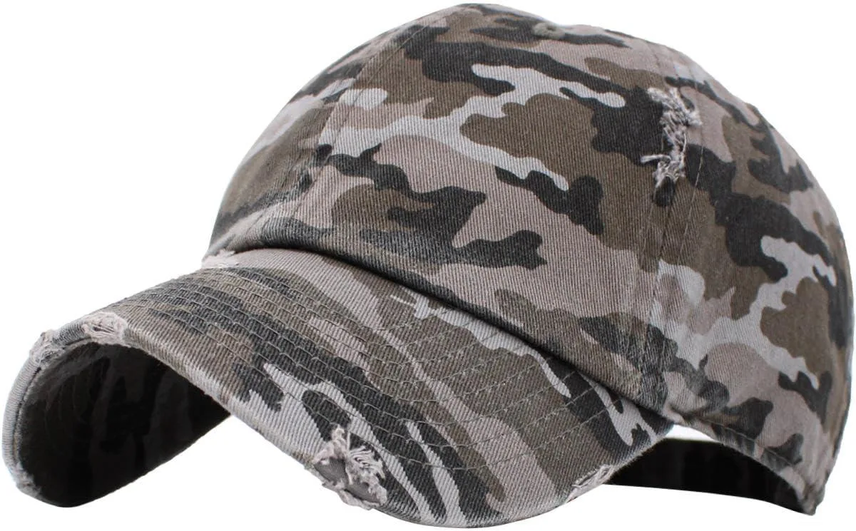KBETHOS Vintage Washed Cotton Baseball Cap Black Camo One Size — product photo